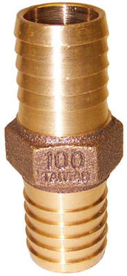 1 INCH X 1INCH BRASS HOSE BARB - Plastic Pipe to Plastic Pipe with Hex